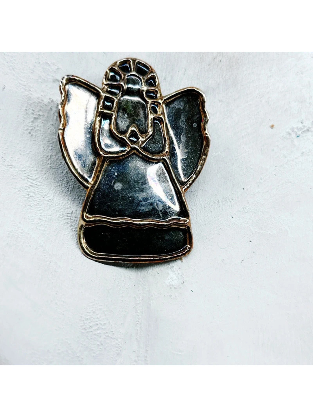 5383gc. Pewtertone Handmade Angel Brooch